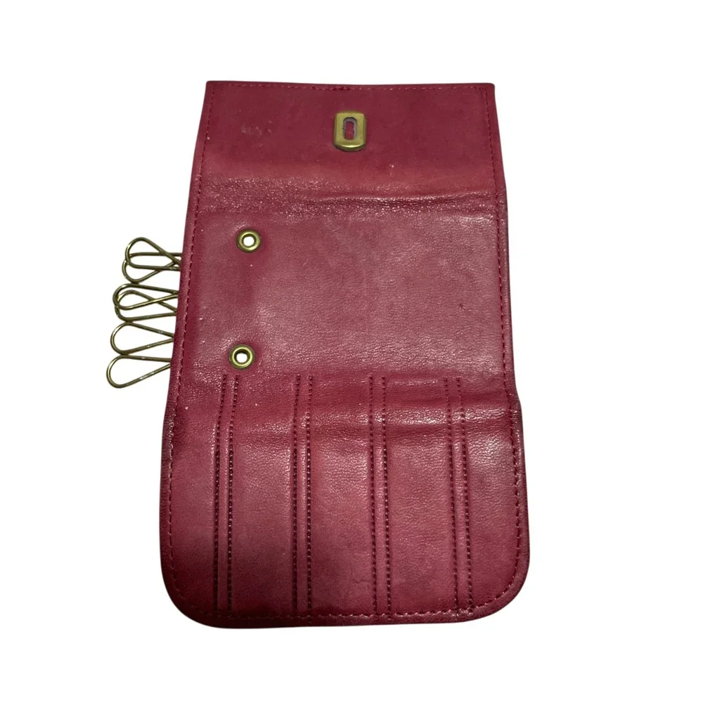 Prince Gardner Maroon Lambskin Leather Six-Ring‎ Key Case Holder Wallet